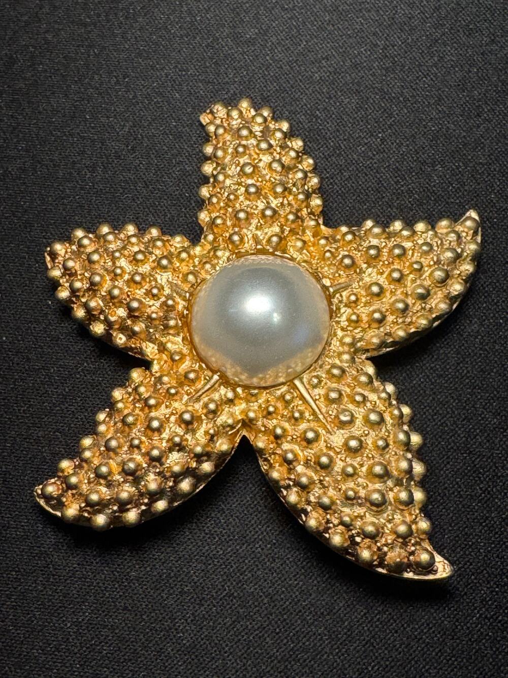 Vintage Kenneth Lane Large Starfish Brooch Faux Pearl